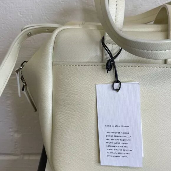 Senreve Doctor Bag Satchel Handbag Shoulder Bag Zip Sand Genuine Italian Leather - Picture 9 of 16